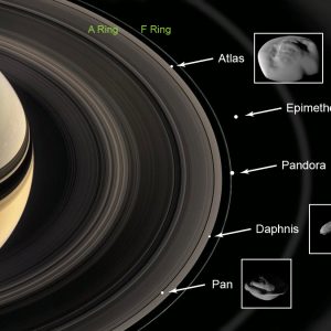 Вещество колец Сатурна «покрасило» его спутники